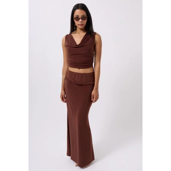 Katlama Bel Detay Maxi Etek