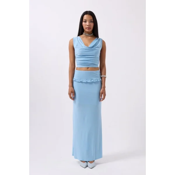 Katlama Bel Detay Maxi Etek