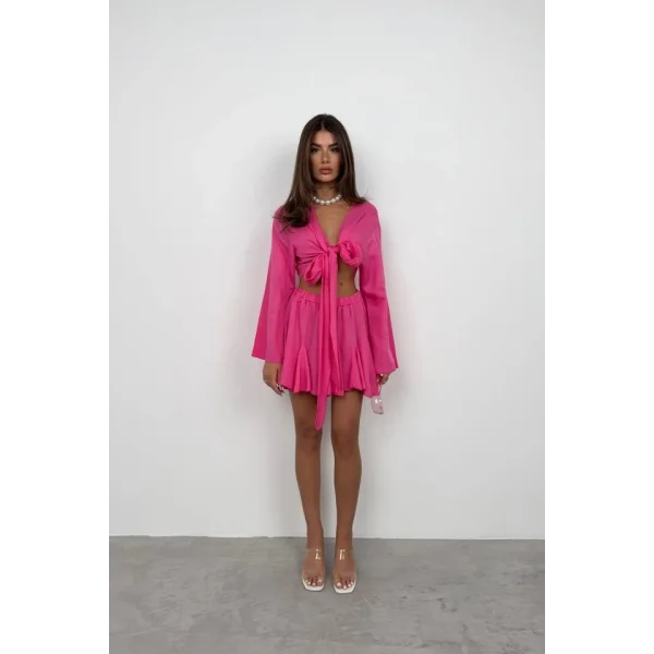 Kayık Yaka Uzun Kol Crop