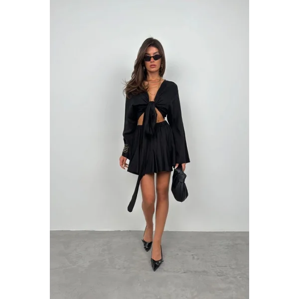 Kayık Yaka Uzun Kol Crop