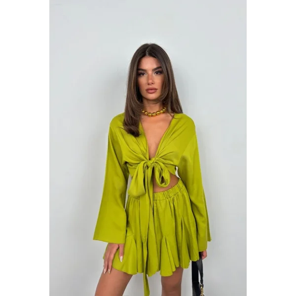 Kayık Yaka Uzun Kol Crop