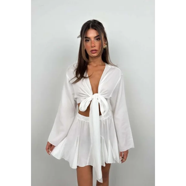 Kayık Yaka Uzun Kol Crop