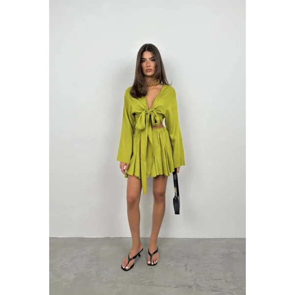 Kayık Yaka Uzun Kol Crop