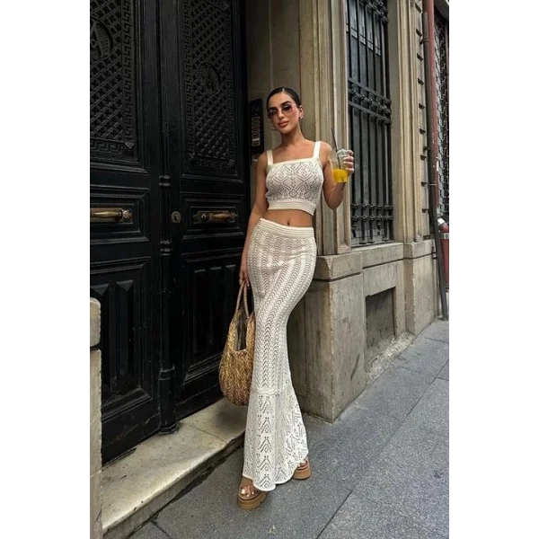 Kayla Dantel Desenli Crop Takım 9840