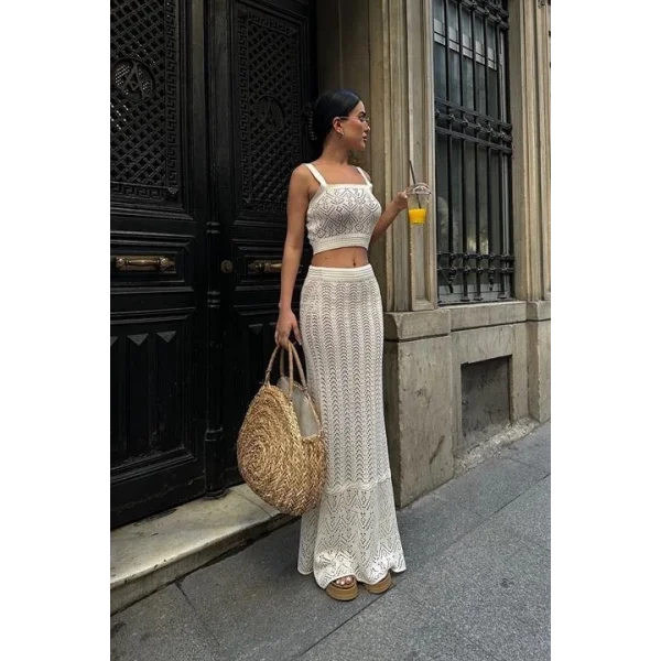 Kayla Dantel Desenli Crop Takım 9840