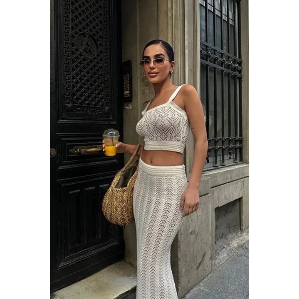 Kayla Dantel Desenli Crop Takım 9840