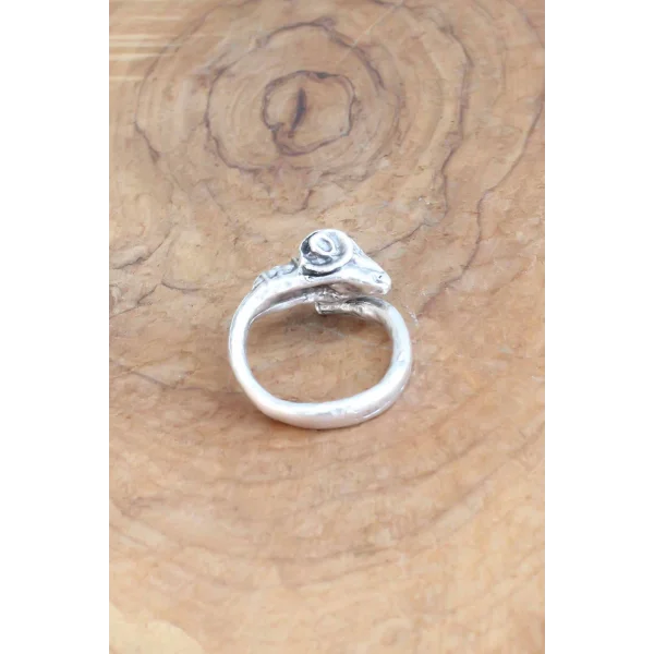 Keçi Figürlü Gümüş Renk Ayarlanabilir Erkek Yüzük