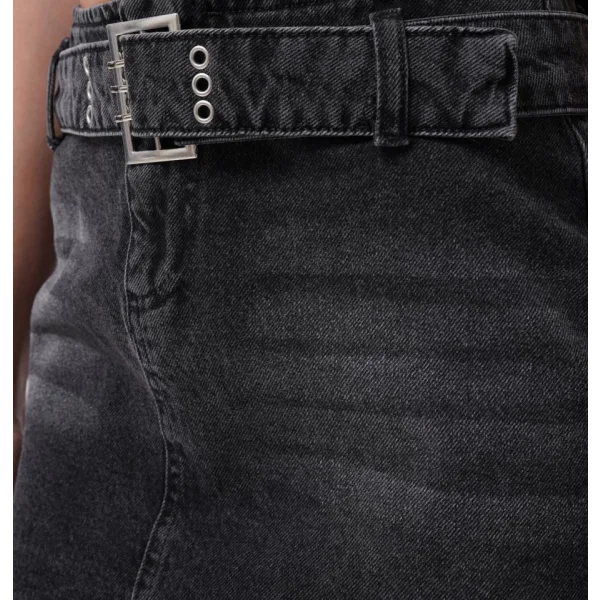 Kemer Detay Denim Mini Etek