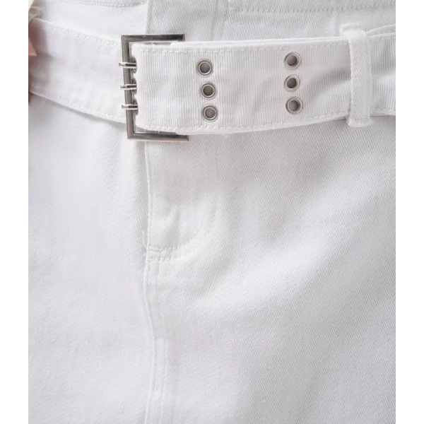 Kemer Detay Denim Mini Etek