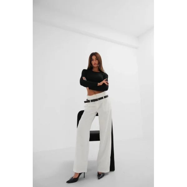 Kemer Detay Yüksek Bel Pantolon