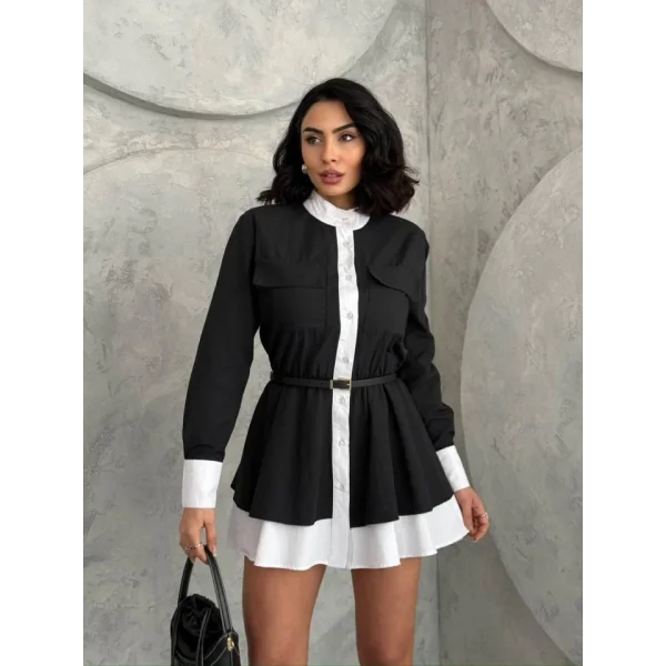 Kemer Detaylı Gömlek Elbise