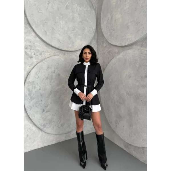 Kemer Detaylı Gömlek Elbise