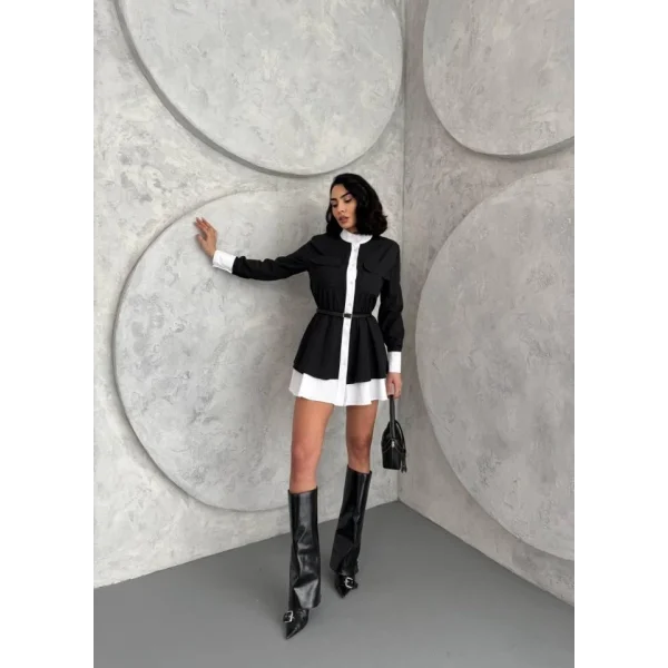 Kemer Detaylı Gömlek Elbise