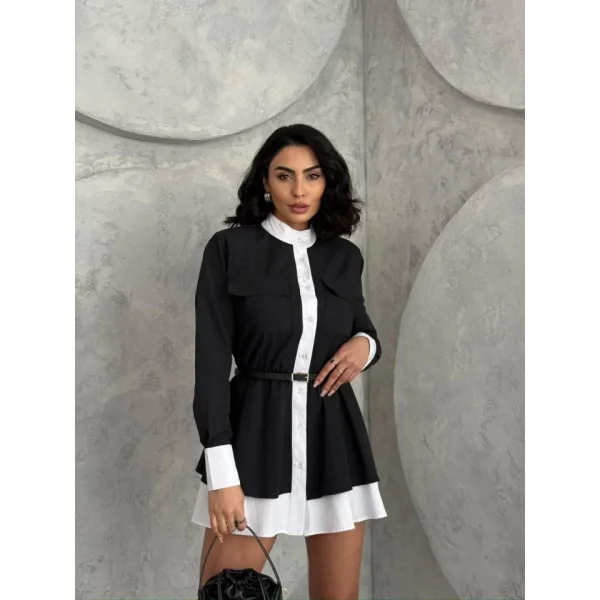 Kemer Detaylı Gömlek Elbise