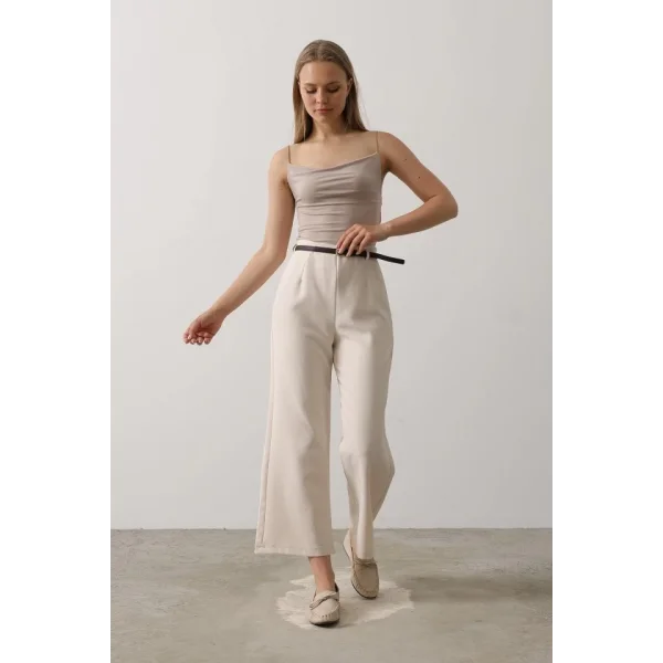 Kemer Pens Detaylı Pantolon - Bej