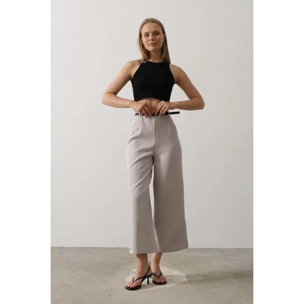 Kemer Pens Detaylı Pantolon - Gri