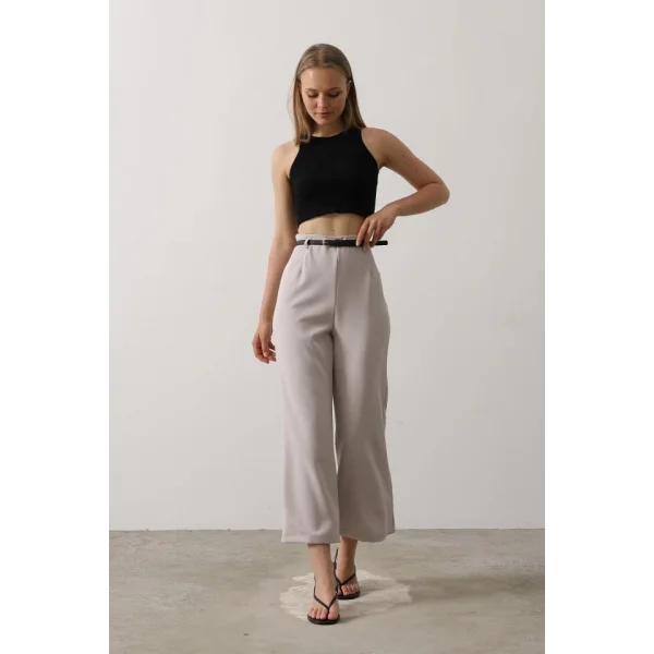 Kemer Pens Detaylı Pantolon - Gri