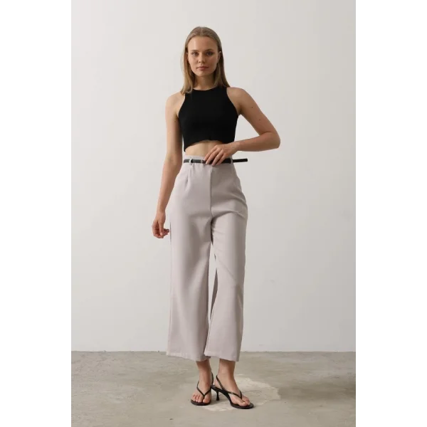 Kemer Pens Detaylı Pantolon - Gri