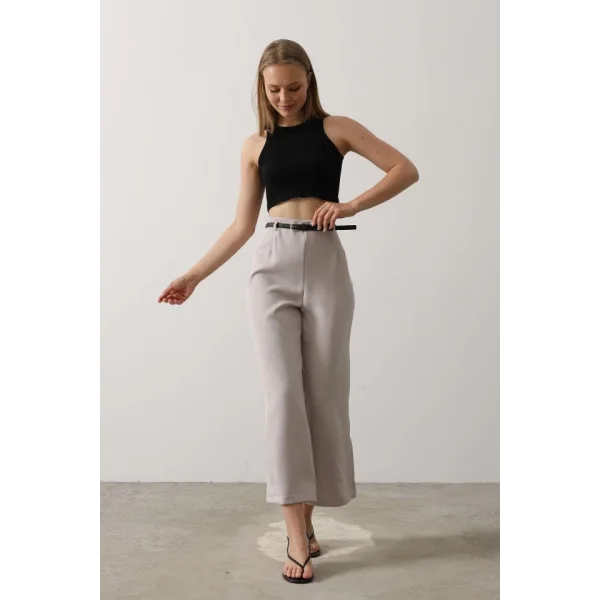 Kemer Pens Detaylı Pantolon - Gri
