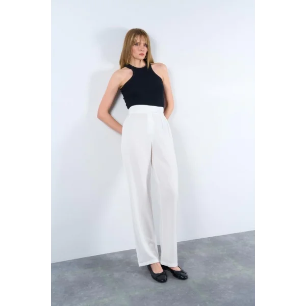 Kemeri Cırtlı Pantolon  Ekru