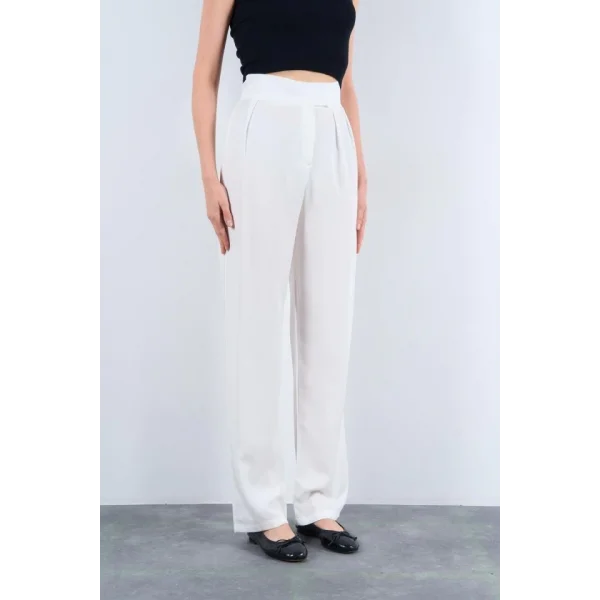 Kemeri Cırtlı Pantolon  Ekru