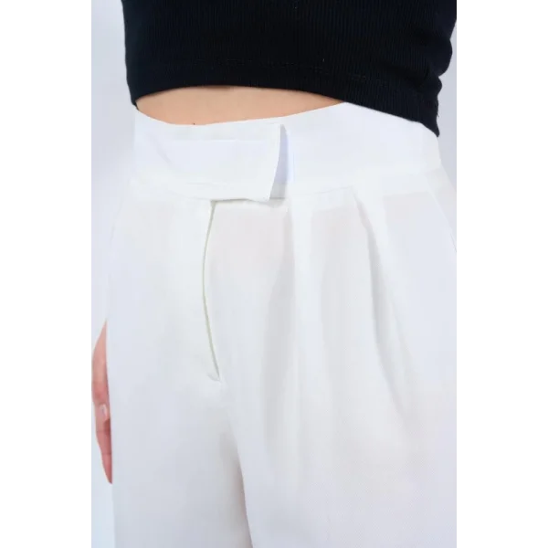 Kemeri Cırtlı Pantolon  Ekru