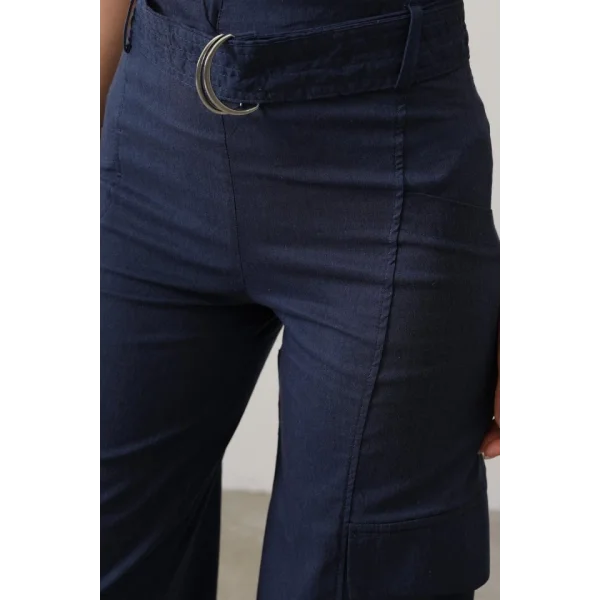 Kemerli Cargo Pantolon - İndigo