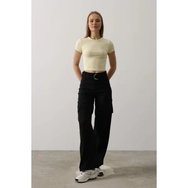 Kemerli Cargo Pantolon - Siyah