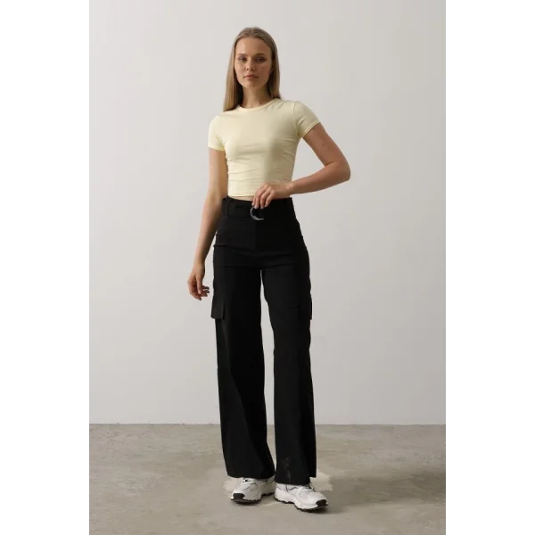 Kemerli Cargo Pantolon - Siyah