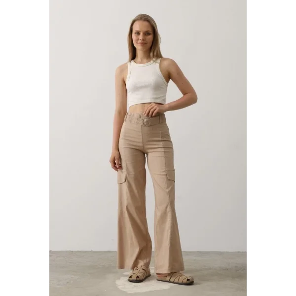 Kemerli Cargo Pantolon - Taş