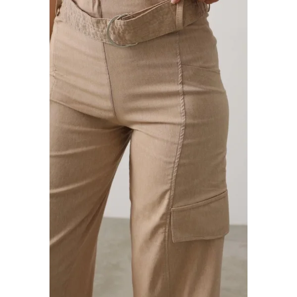 Kemerli Cargo Pantolon - Taş