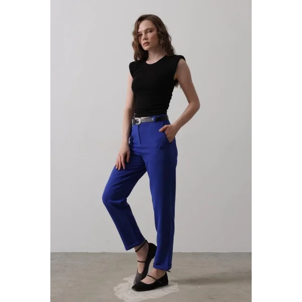 Kemerli Havuç Pantolon - Saks