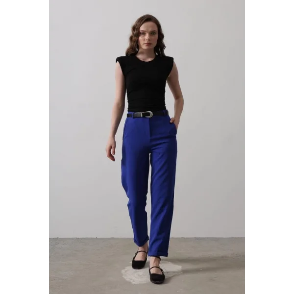 Kemerli Havuç Pantolon - Saks