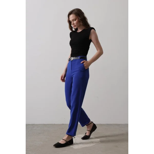 Kemerli Havuç Pantolon - Saks