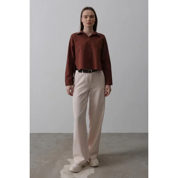 Kemerli Palazzo Pantolon - Pudra