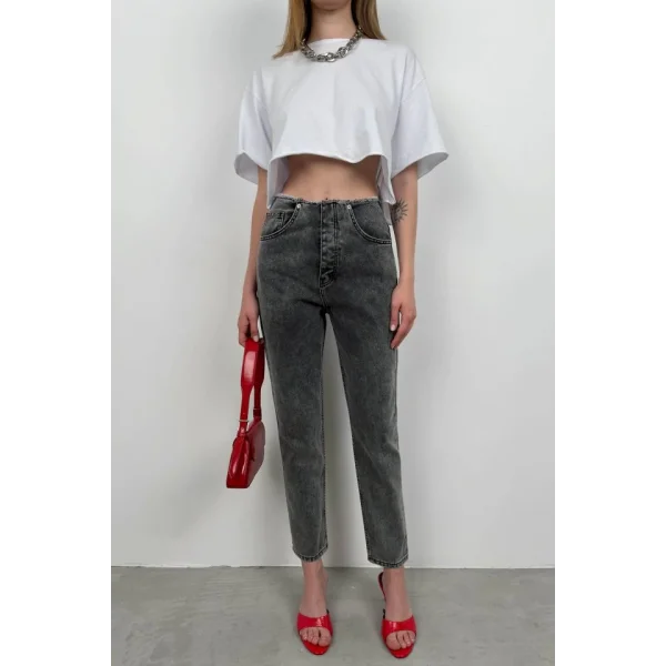 Kemersiz Düşük Bel Jean