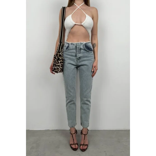 Kemersiz Düşük Bel Jean