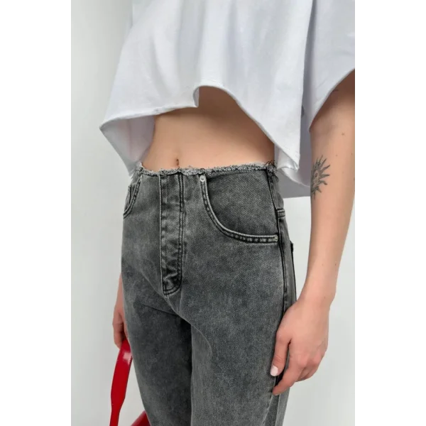 Kemersiz Düşük Bel Jean