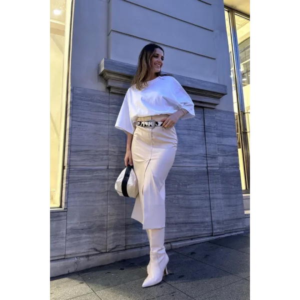 Kemik Yırtmaçlı Süs Patlı Etek