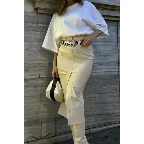 Kemik Yırtmaçlı Süs Patlı Etek