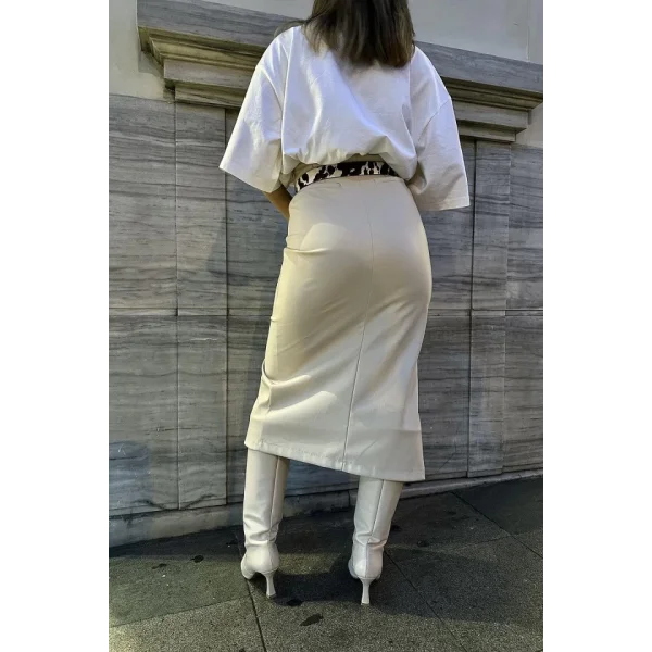 Kemik Yırtmaçlı Süs Patlı Etek