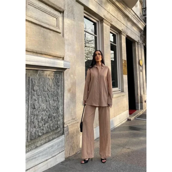 KENDİNDEN DEENİ KRINKI GÖEK  PANTOON TK  Bej