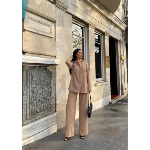 KENDİNDEN DEENİ KRINKI GÖEK  PANTOON TK  Bej