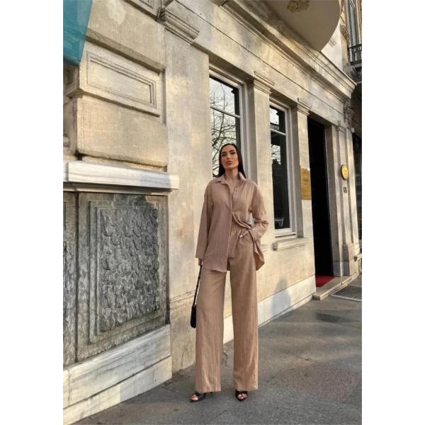 KENDİNDEN DEENİ KRINKI GÖEK  PANTOON TK  Bej