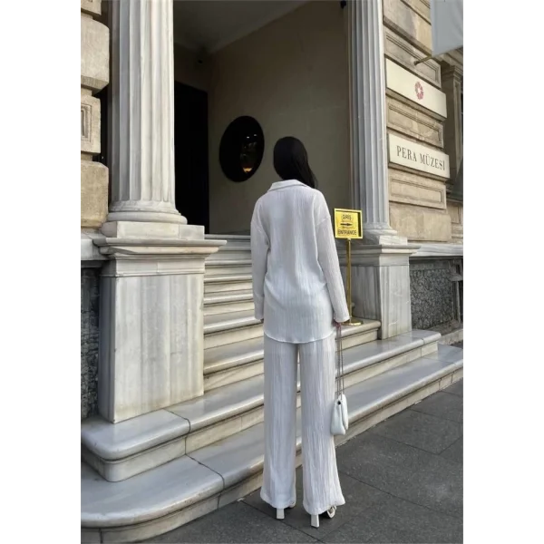 KENDİNDEN DEENİ KRINKI GÖEK  PANTOON TK  Beyaz