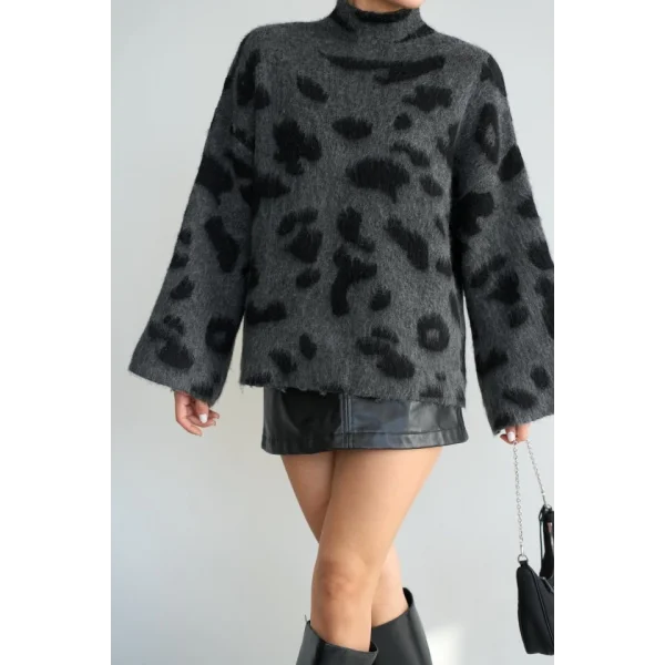 Kendinden Yakalı KAZAK  AntrasitSiyah