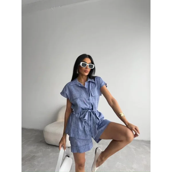 KETEN BAĞAAI KOUZ GÖEK  DUBE PAÇA ŞORT TAKI  acivert