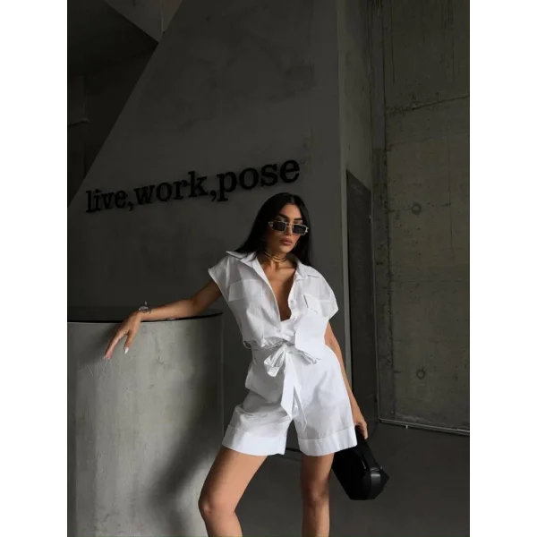 KETEN BAĞAAI KOUZ GÖEK  DUBE PAÇA ŞORT TAKI  Beyaz