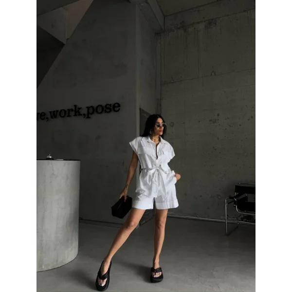 KETEN BAĞAAI KOUZ GÖEK  DUBE PAÇA ŞORT TAKI  Beyaz