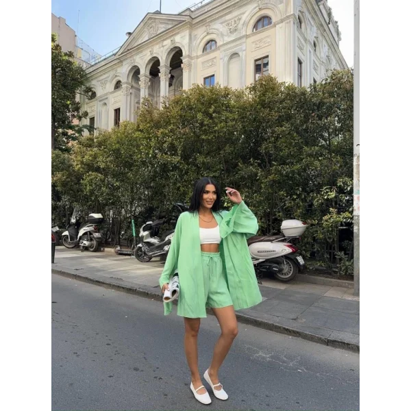 KETEN BAĞAAI KOUZ GÖEK  DUBE PAÇA ŞORT TAKI  Yeşil